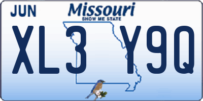 MO license plate XL3Y9Q