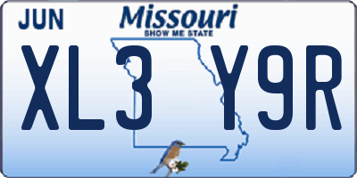 MO license plate XL3Y9R