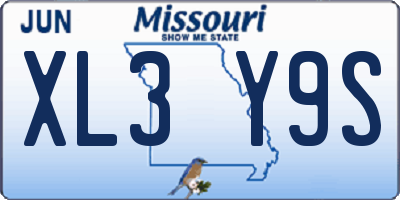 MO license plate XL3Y9S