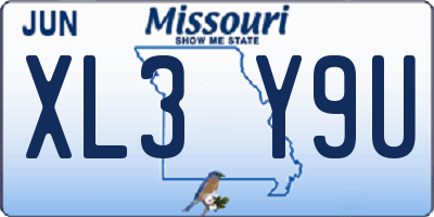 MO license plate XL3Y9U