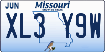 MO license plate XL3Y9W