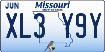 MO license plate XL3Y9Y