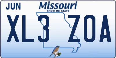 MO license plate XL3Z0A