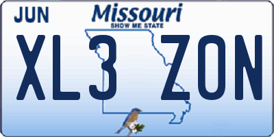 MO license plate XL3Z0N