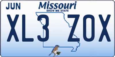 MO license plate XL3Z0X