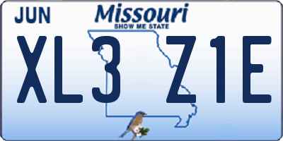 MO license plate XL3Z1E