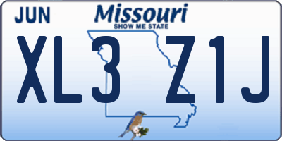 MO license plate XL3Z1J