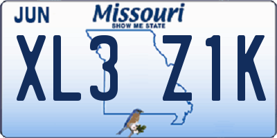 MO license plate XL3Z1K