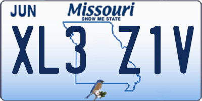 MO license plate XL3Z1V