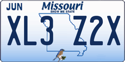 MO license plate XL3Z2X