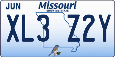 MO license plate XL3Z2Y