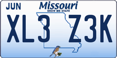 MO license plate XL3Z3K