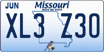 MO license plate XL3Z3O