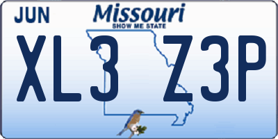 MO license plate XL3Z3P