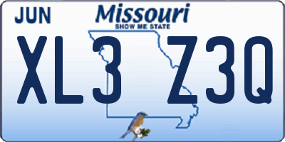 MO license plate XL3Z3Q