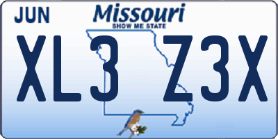 MO license plate XL3Z3X
