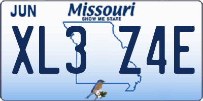 MO license plate XL3Z4E