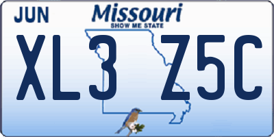 MO license plate XL3Z5C