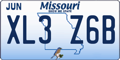 MO license plate XL3Z6B