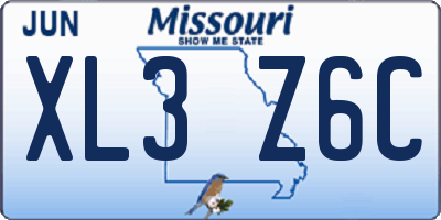 MO license plate XL3Z6C