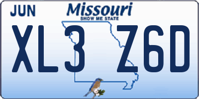 MO license plate XL3Z6D
