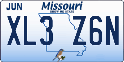 MO license plate XL3Z6N