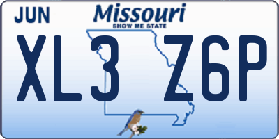 MO license plate XL3Z6P