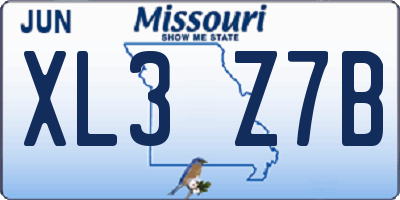 MO license plate XL3Z7B