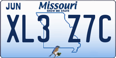 MO license plate XL3Z7C