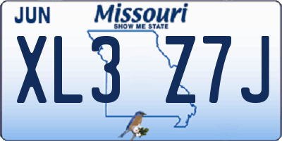 MO license plate XL3Z7J