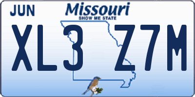 MO license plate XL3Z7M