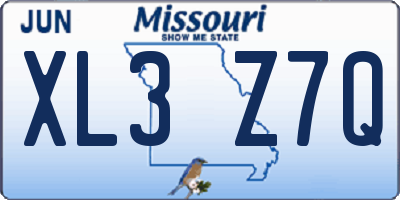 MO license plate XL3Z7Q