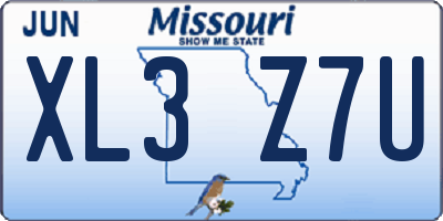 MO license plate XL3Z7U