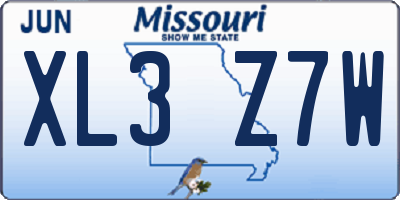 MO license plate XL3Z7W