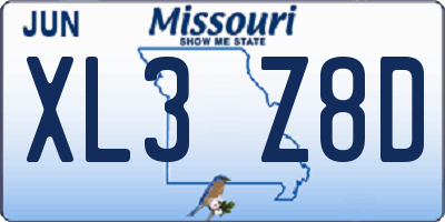 MO license plate XL3Z8D