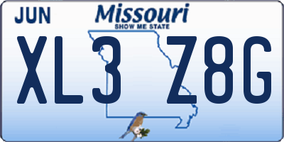 MO license plate XL3Z8G