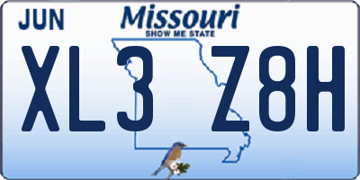 MO license plate XL3Z8H