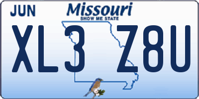 MO license plate XL3Z8U