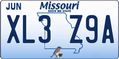 MO license plate XL3Z9A