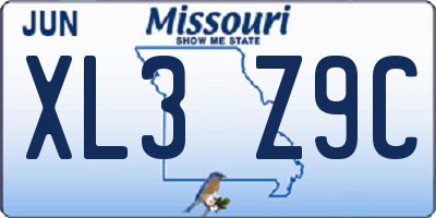 MO license plate XL3Z9C