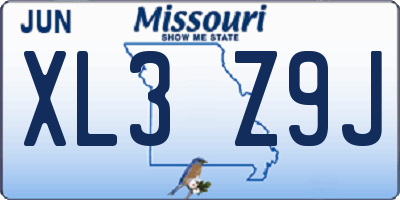 MO license plate XL3Z9J