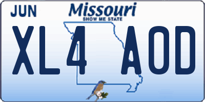 MO license plate XL4A0D