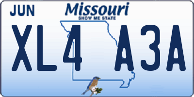 MO license plate XL4A3A