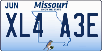 MO license plate XL4A3E