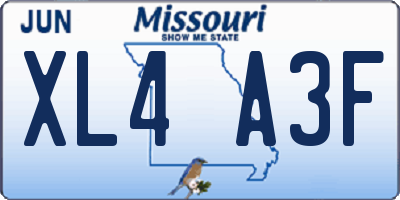 MO license plate XL4A3F