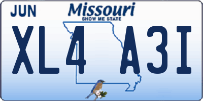 MO license plate XL4A3I