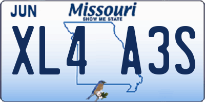 MO license plate XL4A3S