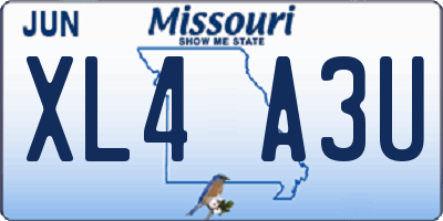 MO license plate XL4A3U