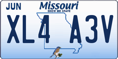 MO license plate XL4A3V