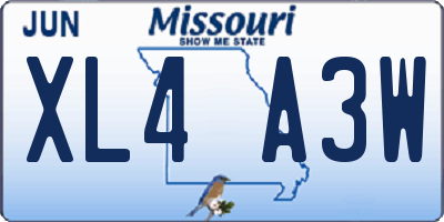 MO license plate XL4A3W